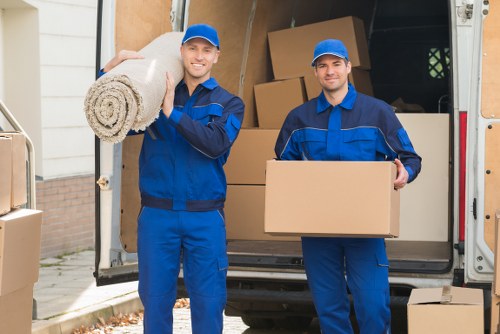 Professional house movers packing belongings in Baldock