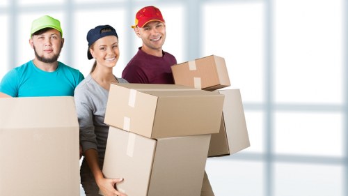 Professional house movers preparing for a move