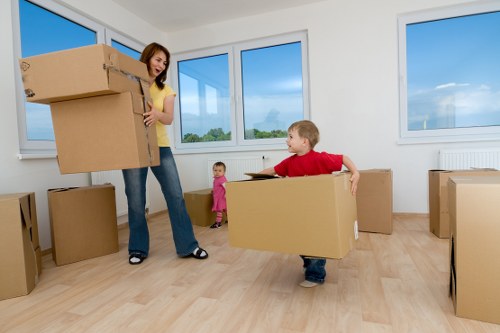 Various sizes of moving vans parked for a house move