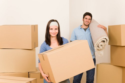 Moving team transporting belongings with a van